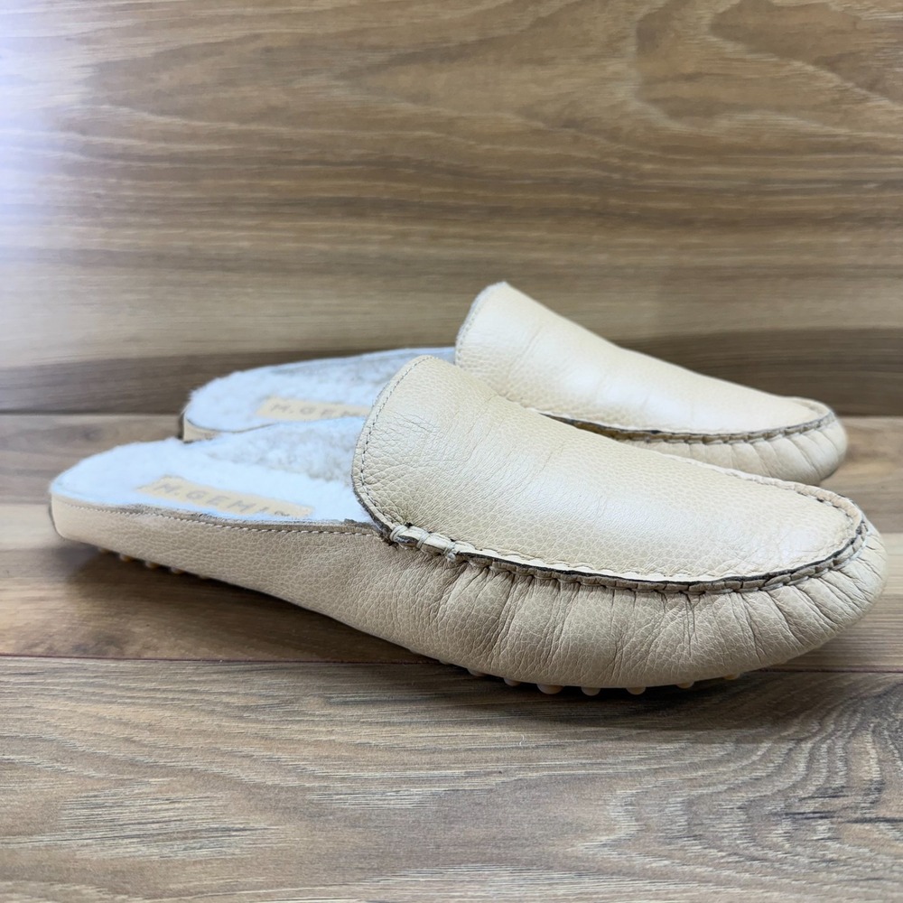 M GEMI Italian Leather Feliz Shearling Mule 11 EU 42 Butter Leather Slip On Flat